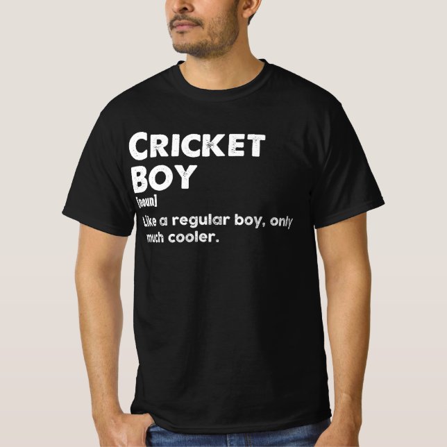 Camiseta Cricket Boy Engraçado Definição Cricket Lover (Frente)