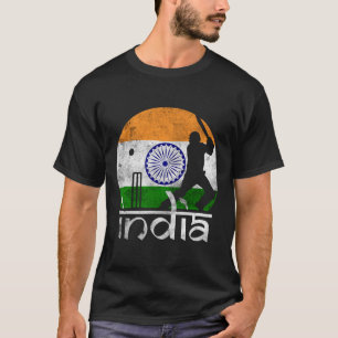 Camiseta Cricket da Índia Bandeira Indiana Críquete Homens
