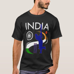 Camiseta Cricket da Índia com pincelada da bandeira indiana