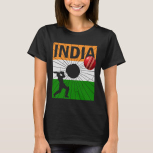 Camiseta Cricket Índia Com Pincelada Da Bandeira Indiana As