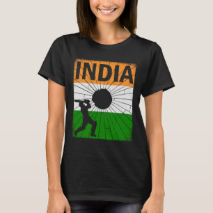 Camiseta Cricket Índia Com Pincelada Da Bandeira Indiana As