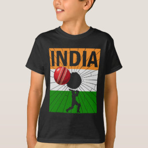 Camiseta Cricket Índia Com Pincelada Da Bandeira Indiana As