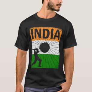 Camiseta Cricket Índia Com Pincelada Da Bandeira Indiana As