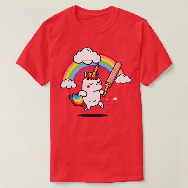 Camiseta Cricket Player Funny Unicorn (Frente do Design)