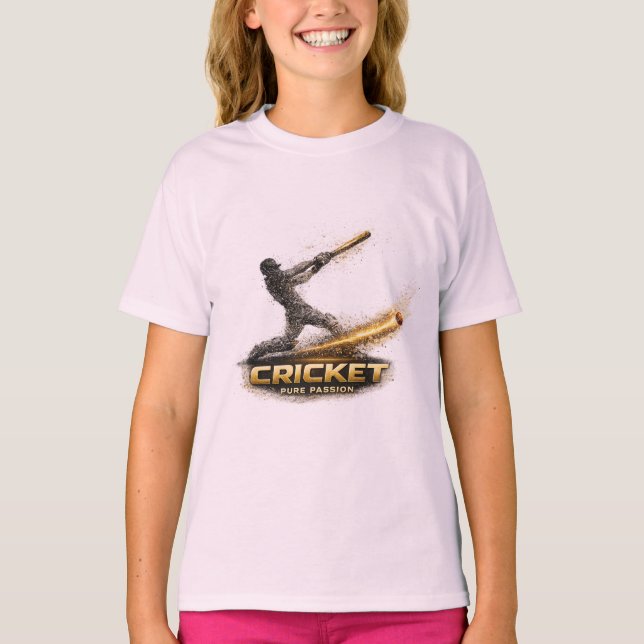 Camiseta Cricket Pure Passion Gold Motion Girls’ T-Shirt (Frente)