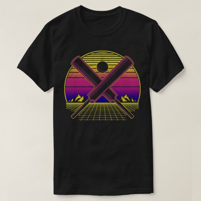 Camiseta Cricket Retro Vintage 80s Sunset (Frente do Design)