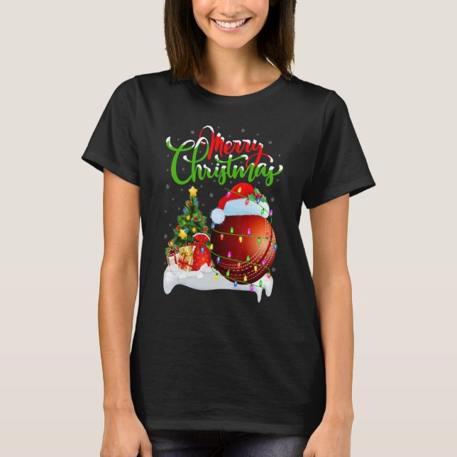 Camiseta Cricket Sports   Xmas Decoration Santa Cricket Chr (Frente)