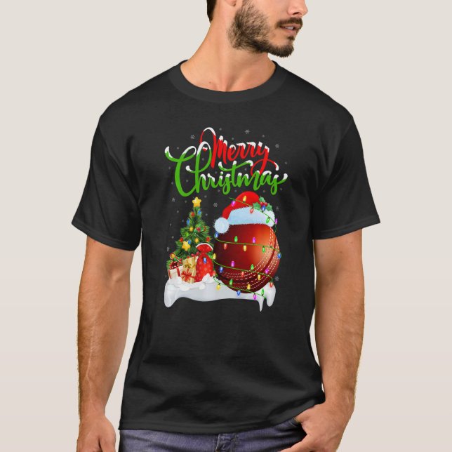 Camiseta Cricket Sports  Xmas Decoration Santa Cricket Chri (Frente)