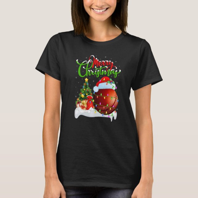 Camiseta Cricket Sports  Xmas Decoration Santa Cricket Chri (Frente)