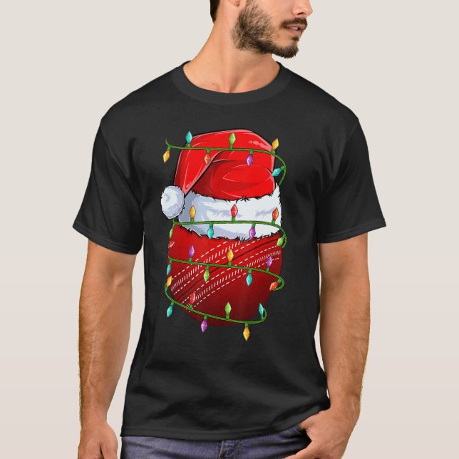 Camiseta Cricket Sports  Xmas Lights Cricket Ball Christmas (Frente)
