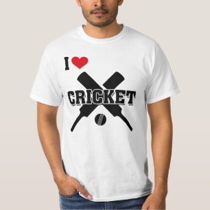 Camiseta Cricketer's I Love Cricket, Crossed Bates and ball