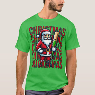 Camiseta Cricketmas de Natal do jogador de críquete papais 