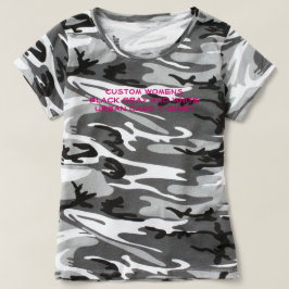 Camiseta Crie a sua Cinza preta personalizada e o Camo bran
