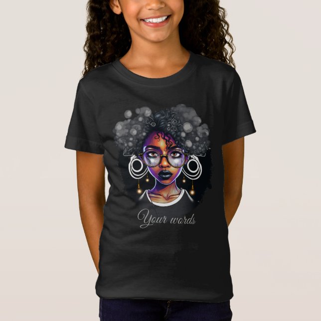 Camiseta Crie a sua mulher roxa e negra prateada (Frente)
