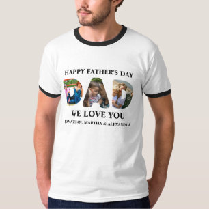 Camiseta Crie a sua própria colagem de 3 fotos Dia de os pa