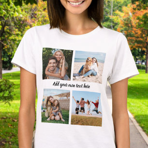 Camiseta Crie a sua própria colagem de 4 fotos