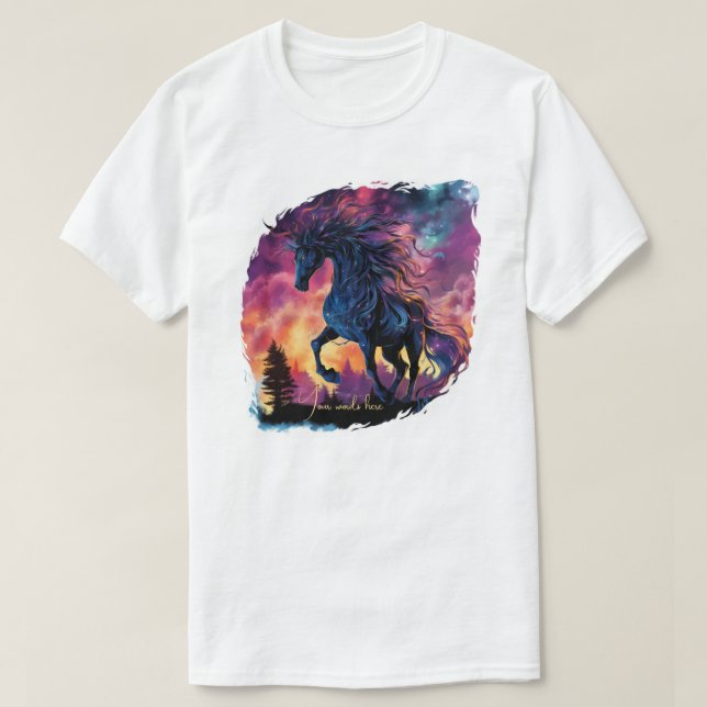Camiseta Crie A Sua Própria Pirois, Magia Do Cavalo Escuro (Frente do Design)