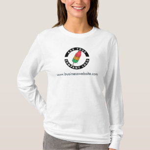 Camiseta Crie o logotipo da sua empresa e o endereço do sit