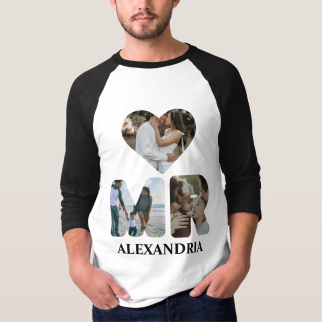Camiseta Crie o seu próprio casal Sr. e Sra. Fotografia Mat (Frente)