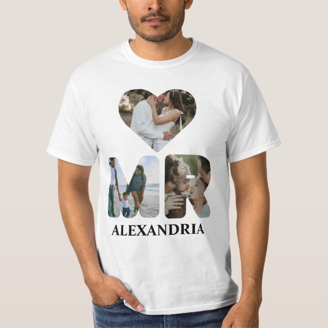 Camiseta Crie o seu próprio casal Sr. e Sra. Fotografia Mat (Frente)