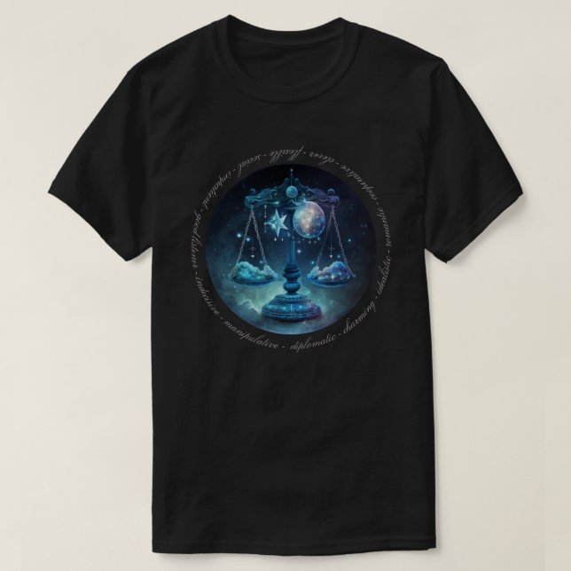 Camiseta Crie o seu próprio Celestial Libra Zodiac (Frente do Design)