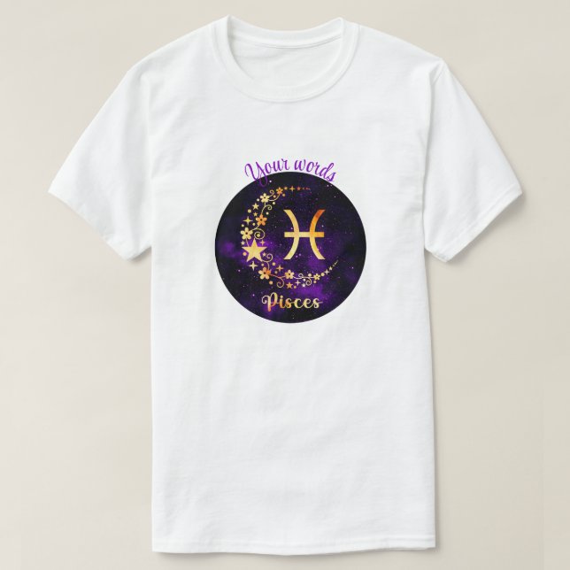 Camiseta Crie Os Seus Próprios Peixes Celestiais Roxos Zodi (Frente do Design)