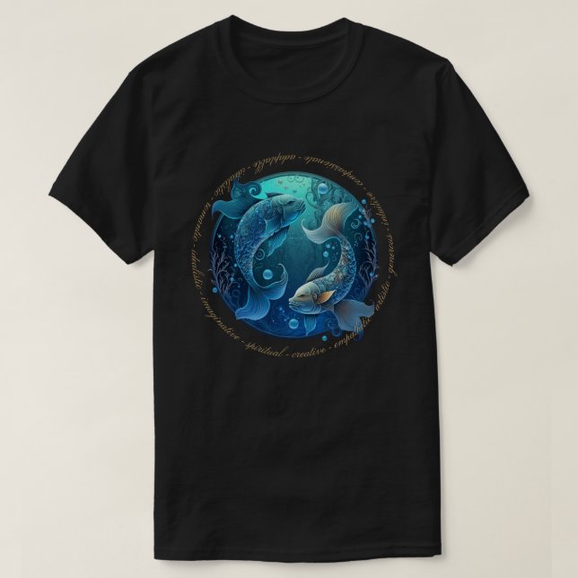 Camiseta Crie Os Seus Próprios Peixes Celestiais Zodiac (Frente do Design)