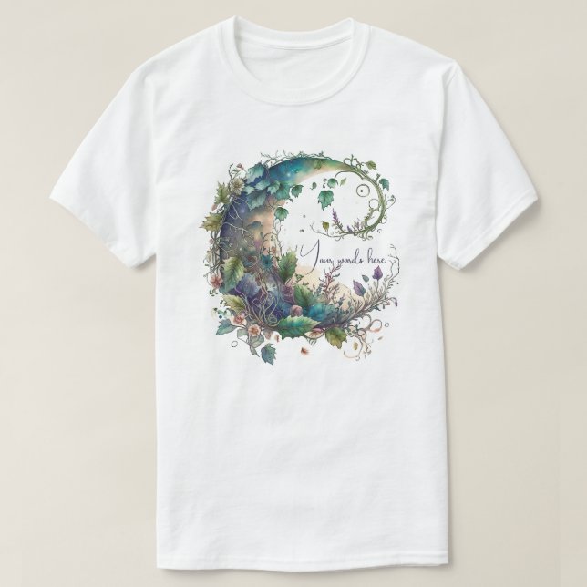 Camiseta Crie Seu Próprio Boho Wildflower Hera Lua (Frente do Design)