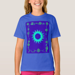 Camiseta Crie seu próprio Design de Arte Floral Azul Irides