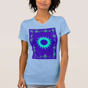Camiseta Crie seu próprio Design de Arte Floral Azul Irides
