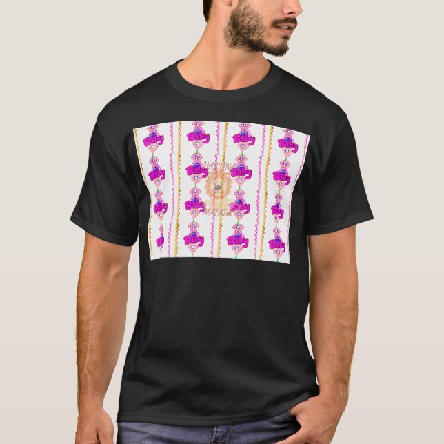 Camiseta Crie seu próprio Design de texto de leão divertido (Frente)