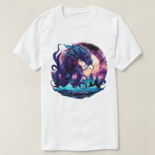 Camiseta Crie Seu Próprio Dragão Aquático Kraken Mitológico (Frente do Design)