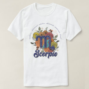 Camiseta Crie Seu Próprio Escorpião Floral Estrelado Zodiac