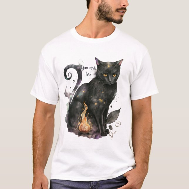 Camiseta Crie seu próprio Gato Preto Mágico (Frente)