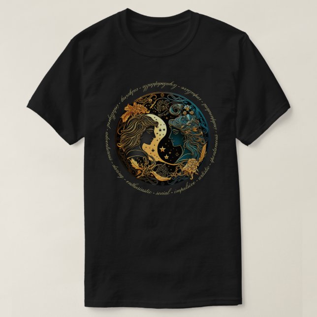 Camiseta Crie seu próprio Gemini Celestial Zodiac (Frente do Design)
