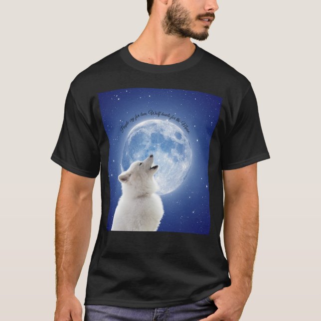 Camiseta Crie Seu Próprio Lobo Bonito. | Azul Lua céu abert (Frente)