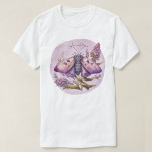Camiseta Crie Seu Próprio Mariposa Roxa e Flores Silvestres
