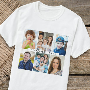 Camiseta Crie seu próprio nome da família de colagem de fot