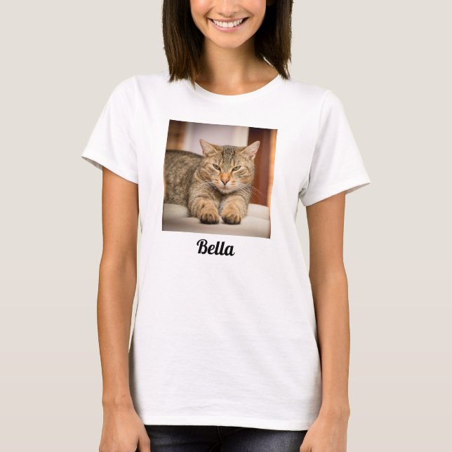 Camiseta Crie Seu Próprio T-Shirt Foto De Gato De Pet (Frente)