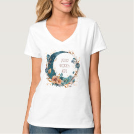 Camiseta Crie Seu Próprio Teal Boho E Pessegueiro Floral