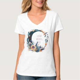 Camiseta Crie seu próprio Teal e Dourada Lua Floral