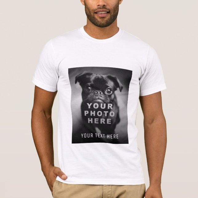 Camiseta Crie sua foto simples do Solteiro e texto personal (Frente)