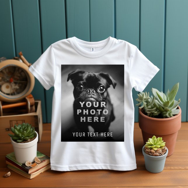 Camiseta Crie sua foto simples do Solteiro e texto personal (Criador carregado)