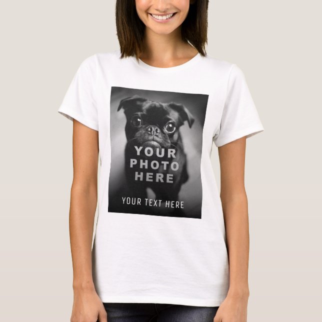 Camiseta Crie sua foto simples do Solteiro e texto personal (Frente)