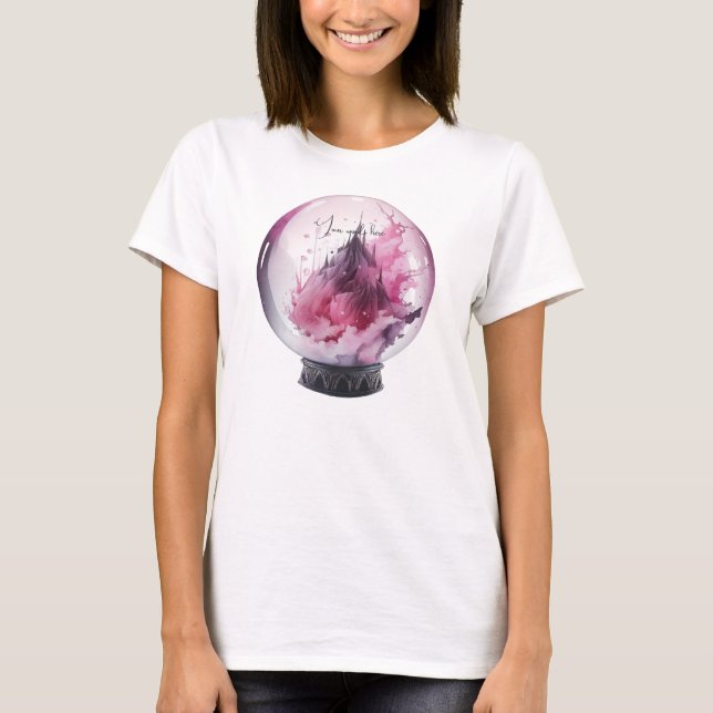 Camiseta Crie sua própria bola de cristal rosa (Frente)