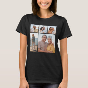 Camiseta Crie Sua Própria Colagem de 5 Fotos para Mulheres