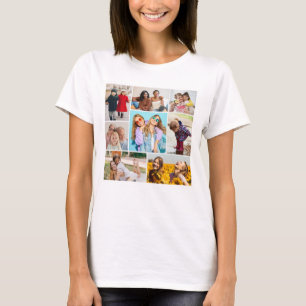 Camiseta Crie sua própria colagem de 8 fotos