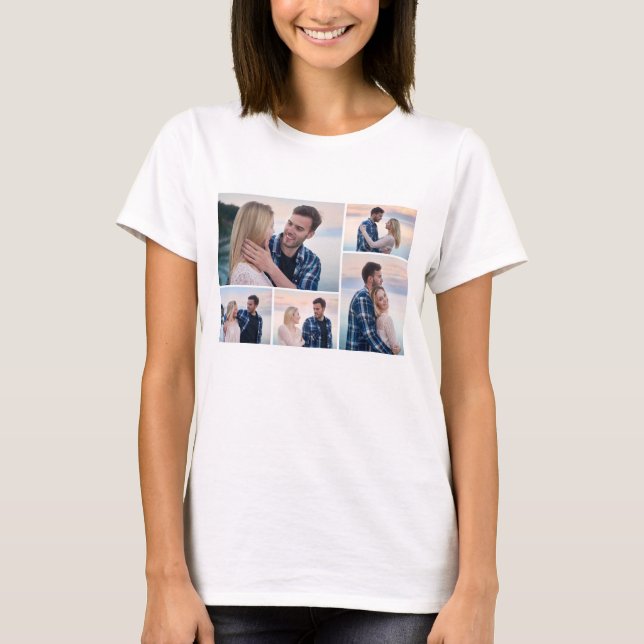 Camiseta Crie sua própria colagem de fotos (Frente)