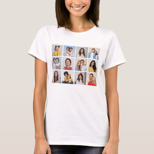 Camiseta Crie Sua Própria Colagem De Fotos 12 (Frente)