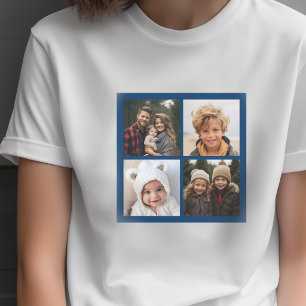 Camiseta Crie Sua Própria Colagem de Fotos - Azul-Marinho 4